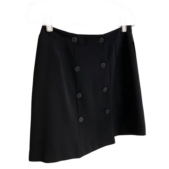 Vintage 80s unbranded black button front mini pencil skirt size 10 - Picture 1 of 9